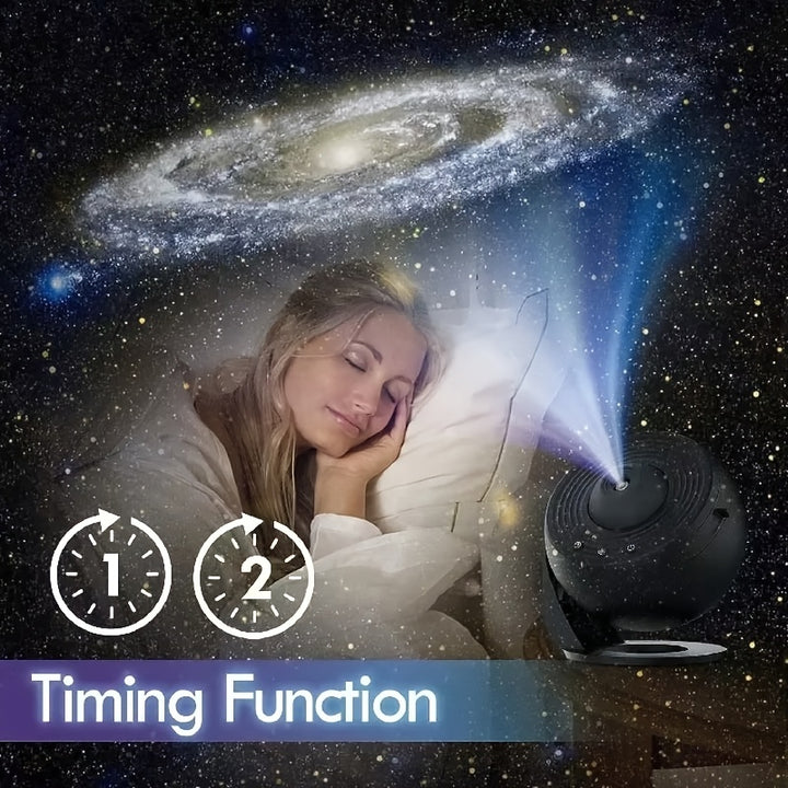 Galaxy Star Projector – 360° Night Light with 12 Interchangeable Discs