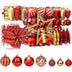 106Pcs Red & Gold Christmas Baubles Set – Shatterproof Ornaments with Hooks