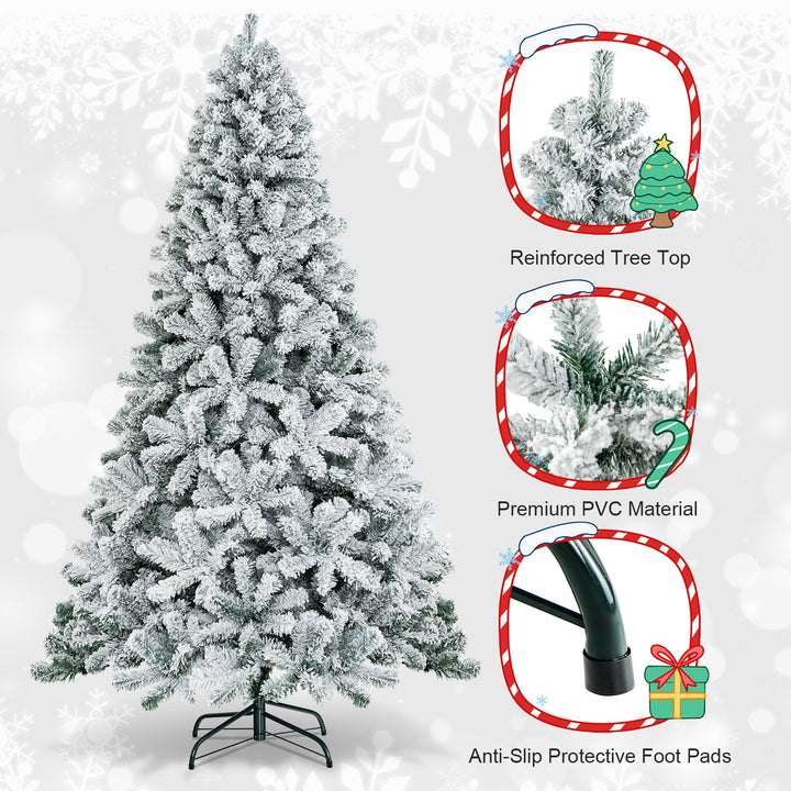 GOFLAME 6ft/7.5ft Artificial Christmas Tree – Hinged PVC with Metal Stand