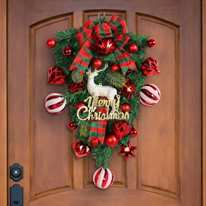 Pre-Decorated Red & Green Christmas Wreath – Pine Cones, Berries & Bow