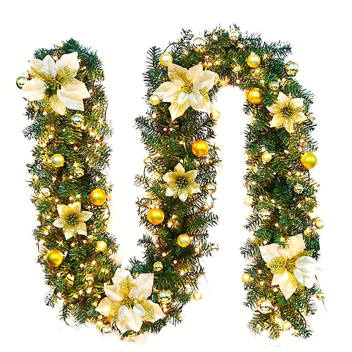 2Pcs 9ft/2.7m Artificial Christmas Garland – Pine Cones, Berries & Baubles