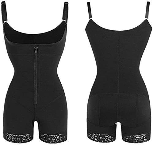 FeelinGirl Womens Shapewear Tummy Control Bodysuits Open Bust High Waisted with Zipper Thigh Slimmers Black XL