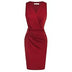 GRACE KARIN Ladies Vintage 1950s Front Knot Ruched Bodycon Autumn Midi Oversize Wine Red L