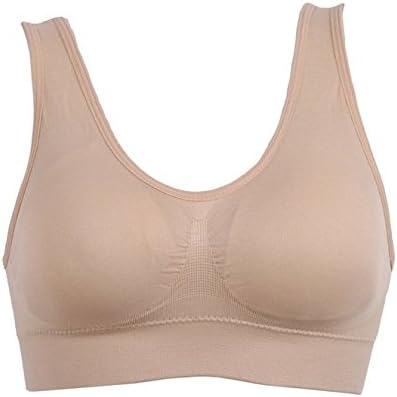SZJH 3 Pack Of Simply Ultra Comfort Seamless Sport Style Bra With Removable Pads, White/Black/Nude, XXL