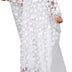 HD African Women Applique Flower Dress Boat Neck Chiffon Kaftan Dress One Size, White, One Size