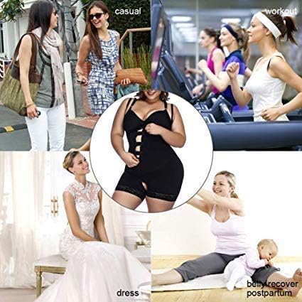 FeelinGirl Womens Shapewear Tummy Control Bodysuits Open Bust High Waisted with Zipper Thigh Slimmers Black XL
