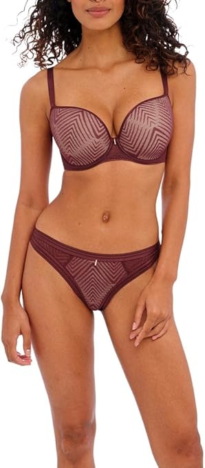 Freya Women's Fitted Shaped T-Shirt Bra with Underwire, Opaque, Dark Cherry, 34F