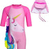 KumSoomliy Girls Swimming Costume One Piece Swimsuit Unicorn Swimwear Zipper Bathing Suit Surfing Swimming UV Protection Children Kids Rush Guard Summer Holiday Beachwear Swimsuits 3-4 Y, Size 3,Pink