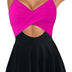 THSCWY Women Cutout One Piece Skirt Swimsuit V Neck Wrap Tie Back Swimwear Tummy Control Bathing Suits Rosered, M
