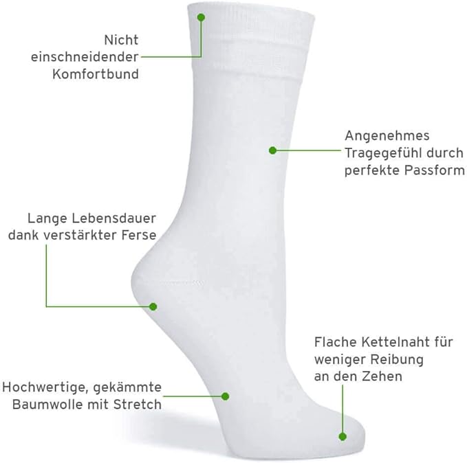 Safersox classic mosquito repellent socks – classic business socks with integrated mosquito repellent and permanent fresh function - White - 9-11