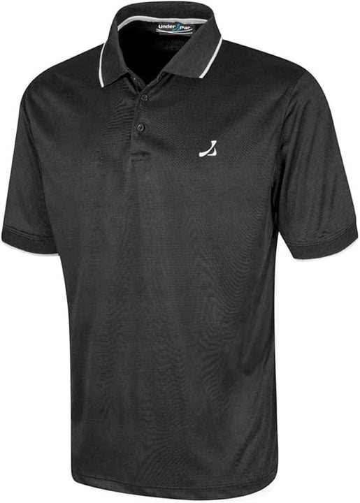 Under Par 2 Pack Men's Golf Polo Shirt in Waffle Knit with Stretch, Moisture Wicking and UV protection, Black & Turquoise, XL