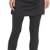 Westkun Women's Leggings with Skirt Ankle Length Running Trousers Tennis Skirt with Pockets Yoga Sports Soft Skirt Trousers Tennis Clothing 2-in-1, Black-Ruched, L