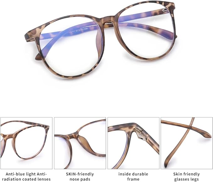 Dolarosey Blue Light Blocking Glasses Oversized frame for Computer/Phone/Pad/Game, Anti Glare Fatigue Avoids Headaches Eye Strain, (Frame Width/ 144MM), (Lens Width/ 57MM)