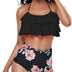 TEERFU Womens Swimwear High Waisted Padded Halter Beach Bathing Suits Bikini Set, Black, XL (18-20)