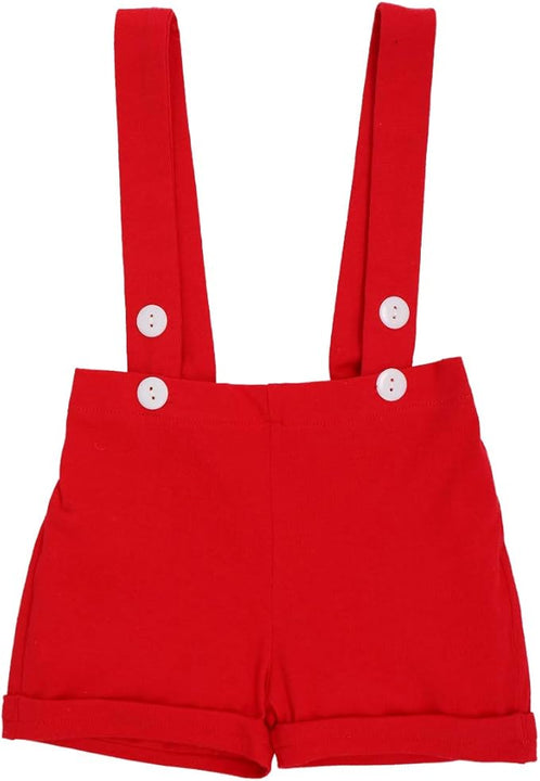 Gentleman First Birthday Cake Smash Photo Prop Mickey Outfits for Baby Boys Romper+Bow Tie+Suspenders Overalls Bib Pants Shorts Mouse Ears Christmas Clothing Set Red+Balck-Buttons 18-24 Months