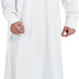 YAOHUOLE Men's Kaftan Abaya Thobe Button Up Long Sleeve Muslim Thobe Side Split Casual Abaya Robe White M