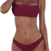 meioro Bikini Set Swimsuits for Women Low Waist Thong Swimwear Bathing Suits No Rims Swimming Costume (L,Purple)