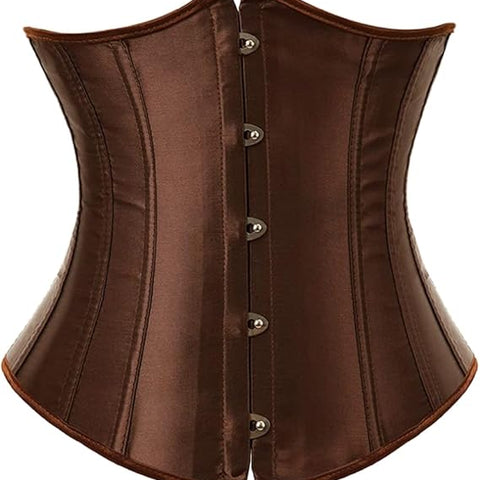 Kelvry Women's Satin Waist Cincher Lace up Boned Bustier Underbust Corset XL