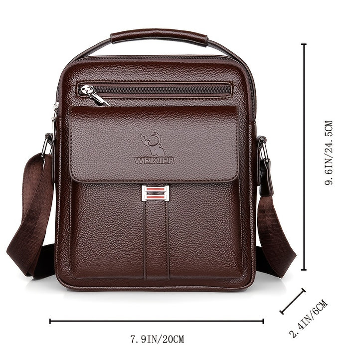 WEIXIER Men’s Vintage Shoulder Bag – Business Casual Crossbody with Zip Pockets