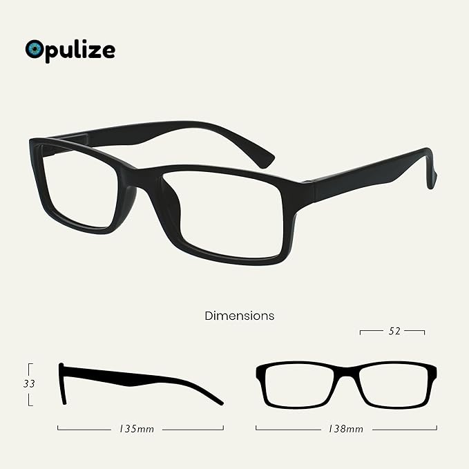 OPULIZE Pep Reading Glasses 6 Pack Classic Everyday Rectangular Frame Spring Hinges Scratch Resistant Black Brown Transparent Grey Mens Womens +2.50
