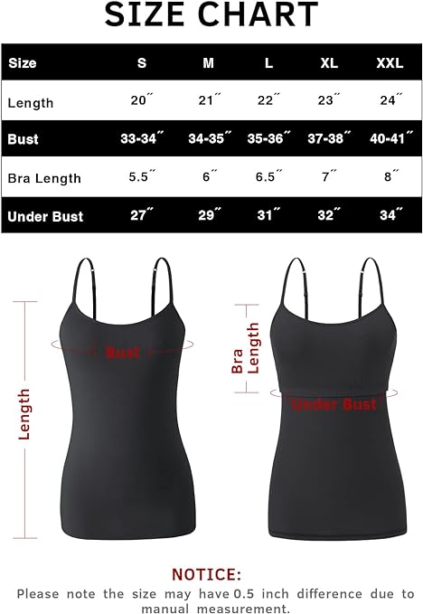 Vislivin Womens Cotton Camisole Adjustable Strap Tank Tops with Shelf Bra Stretch Undershirts Black/Gray-1 XXL