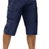 TACVASEN Knee Length Shorts Men Zip Pockets Shorts Military Outdoor Shorts Cargo Shorts Men 3 4 Sports Shorts Long Army Pants Navy Blue, 32-34