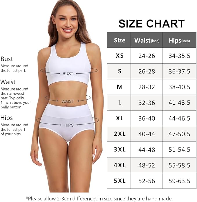 wirarpa Ladies Knickers Cotton Full Briefs High Waisted Underwear Panties for Women 5 Pack Size S
