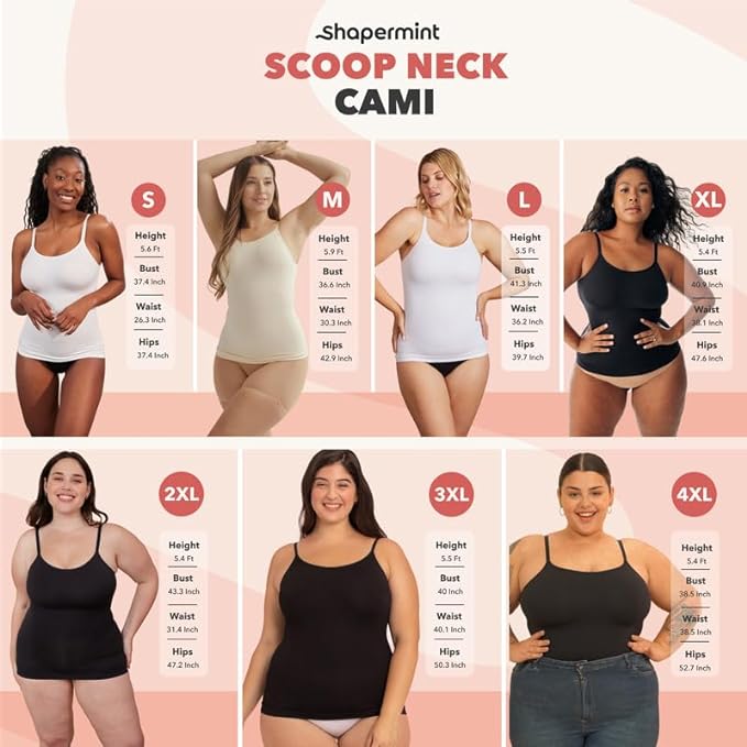 SHAPERMINT Cami, Support Vests, Compression Shirt Women, Compression Tops Women, Women's Shaping Tops - Women's Shapewear for Women Black, 3XL