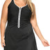 Delimira Women's One Piece Zip Front Skirted Bathing Suits Swimdress Swimsuit Black 24