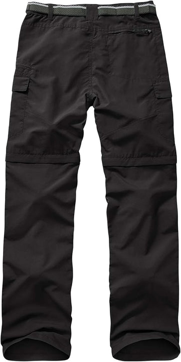Jessie Kidden Hiking Walking Trousers Men,Quick Dry Convertible Lightweight Breathable Waterproof Outdoor Fishing Work Zip Off Cargo Pants Black-29 (Belt not include)