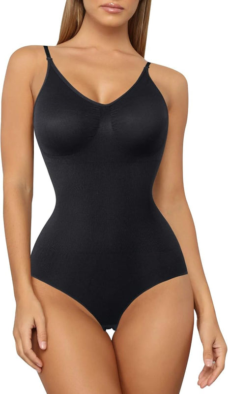 Gotoly Women Slimming Bodysuits Shapewear Tops Tummy Control Body Shaper Spaghetti Strap Camisole Leotards Bodycon Jumpsuit (Black, XL-XXL)