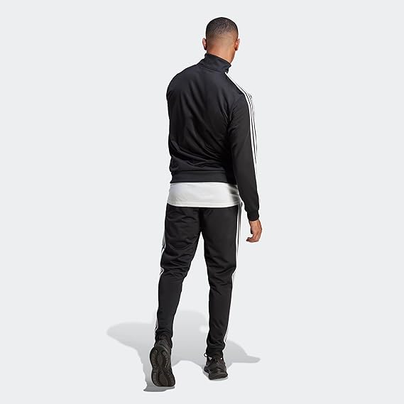 adidas Men's Basic 3-Stripes Tricot Tracksuit, Black, L Tall 3 inch