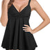 Adigaber Women Two Piece Bathing Suit Top Cross Floral Printed Swim Dress Tummy Control Tankini with Boyshorts,Black,L