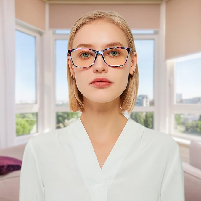 Kerecsen 6 Pack Ladies Reading Glasses Blue Light Blocking Spring Hinge Fashion Readers Computer Eyeglasses Women/Men (6 Pack Mix Color-1, 1.25, Diopter)