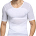 PEONNYT Men Firm Control Body Shaping T-Shirt Slimming Shirt Body Shaper Gynecomastia Compression Shirts Base Layer Undershirts (White XL