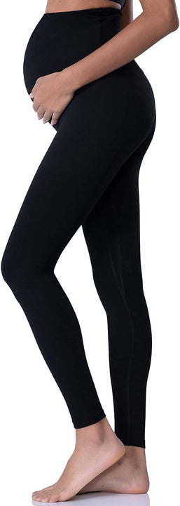 POSHDIVAH Women's Maternity Leggings Over The Belly Pregnancy Yoga Pants Active Wear Workout Leggings, Black, S