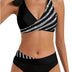 Zueauns Women's Bikinis High Waisted Bikini Set Criss Cross Push Up Bikini Top V Neck Padded Two Pieces Bathing Suits Swimsuits Tummy Control Swimwear Ladies Sports Swimming Costumes Black, 3XL