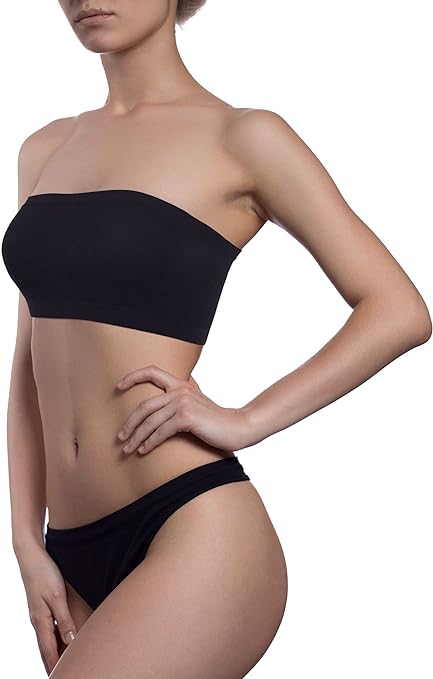 4 Pieces Strapless Bandeau Bra, Seamless Bralettes Stretchy Non Padded Bandeau Tube Top Bra for Women(Vivid Colors,X-Large)