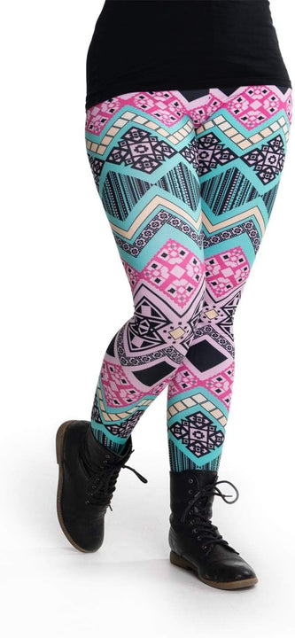 cosey - Printed Colorful Leggings (one Size) - Design Aztec Panic