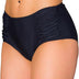 Aquarti Women's Mid Rise Bikini Bottoms with Side Shirring, Black, 10