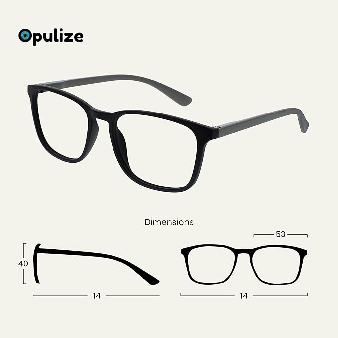 Opulize Max Reading Glasses 5 Pack - Classic Large Rectangular Frame - Matt Black Brown Blue Green Grey - Men's Women's - Spring Hinges - RRRRR78-12367 - +3.50