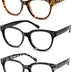 Vecien Reading Glasses Oversized for Women Large Frame Big Lens Readers Spring Hinge Retro 3 Pack +1.75