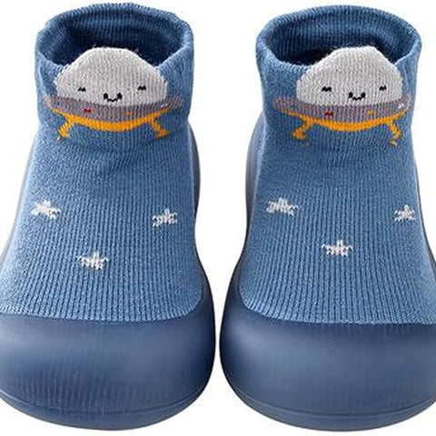 Non-Slip Baby Toddler Sock Shoes Cute Kid First Walking Shoes Pre-Walker Baby Slipper Socks with Rubber Soles Baby Girls Boys Soft Sole Shoe Socks Sneakers Trainers, Blue / 18-30 Month/13-14cm