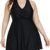 Hanna Nikole Women Plus Size High Waisted Swimsuits Tummy Control Swimdress 18W Black