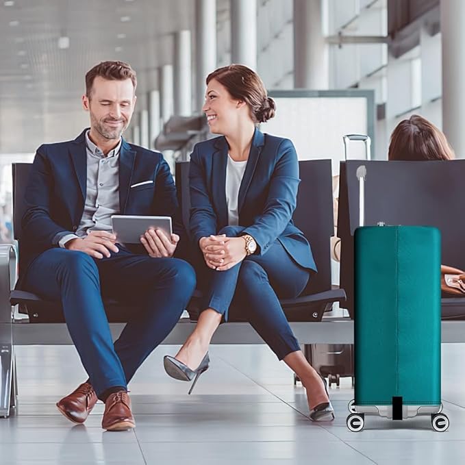 flintronic Travel Luggage Cover Elastic, Luggage Cover, Suitcase Cover, 22-25 Inch Suitcase Protective Cover, with Luggage Tag*1 (M, Green-Plane)