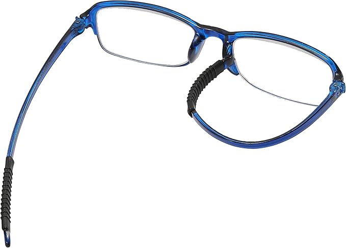 NRDIK PROFLEX SpareSpecs Reading Glasses (value 3 pack) - lightweight impact resistant, scratch resistant, bendy, flexible, anti-slip, unisex (mens + womens) (blue, black, grey; oval; +4.0)