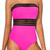 Holipick One Piece Swimsuits Tummy Control Strapless Bathing Suits for Women Slimming Bandeau Tube Swimswear, Hot Pink, Large