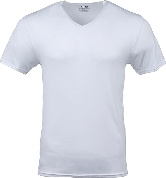 GILDAN Men's V-neck T-shirts, Multipack, Style G1103 Undershirt, White (5-pack), XL