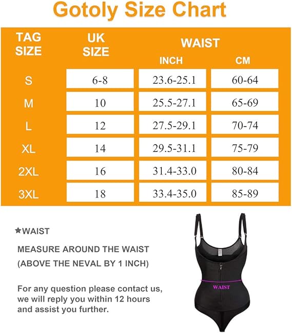 Gotoly Open Bust Bodysuit Women Latex Waist Trainer Compression Tummy Control Body Shaper Slim Zipper Hook Shapewear Waist Trainer Corset, L, Black