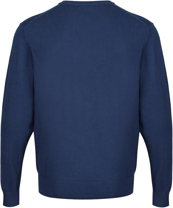 Castle Point Mens Cspknt003 Herren-strickpullover Mit Rundhalsausschnitt Cotton Soft Touch V Neck Knitted Jumper Sweater, Denim, XXL
